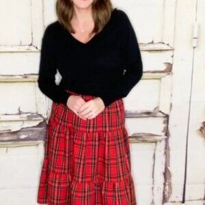 J. Crew Three Tier Tartan Midi Skirt